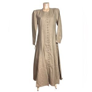 NWT Maria Maruschka Sweden 100% Heavy Natural Linen Maxi Dress Lagenlook Medium